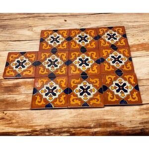 Mexican Tile Folk Art Handmade Talavera Backsplash Handpainted Mosaic x9 (B3)